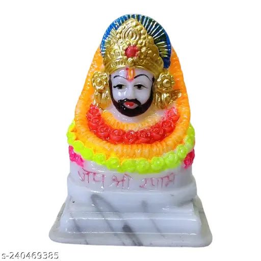 Multicolor marble Lord Khatu Shyam Ji idol, traditional Indian Vastu decor piece