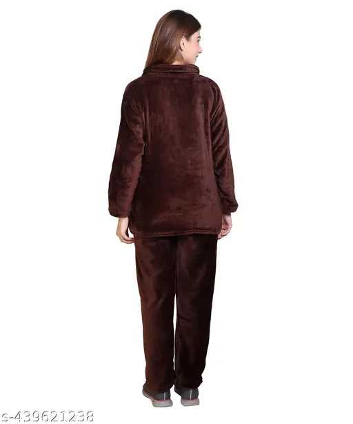 Wool zipper nightsuit in soft & breathable RG Winter Casual Wear for women and girls, ideal for relaxing at home