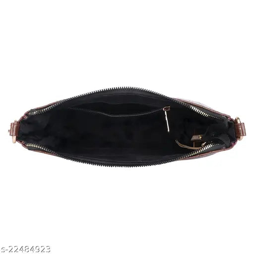 Shoulder bag for women, black with gold zippers, medium size, adjustable shoulder strap