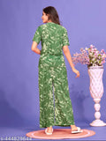 Imported Women's Printed Co-ords Night Suit Set in Polyester - Loose-fitting, elastic waistband, adjustable straps. Cotton/Polyester pyjama set for women