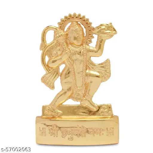 Brass Lord Hanuman Bajrangbali Sankat Mochan Bhagwan Idol Murti for home/office decor, 4.5cmx0.5cmx7cm, Indian-made spiritual gift