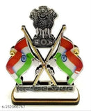 Two-sided tricolor Indian flag with Satyamev Jayate emblem under acrylic glass for car dashboard - Official use, high-quality acrylic