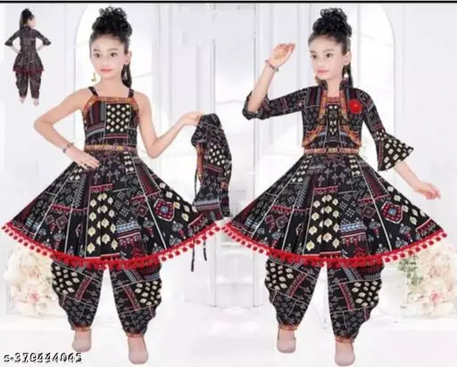 Embellished cotton blend ethnic kurta set with dhoti pants for girls partywear, Indian craftsmanship
