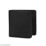 Black faux leather Zoster Men & Women wallet, 2 compartments, solid pattern, perfect for carrying essentials like cash, cards, IDs, and small items, modern and sophisticated design, India-origin