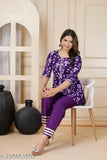 Rayon night suit for women and girls, printed with embroidered lace, comfortable short kurti with pyjamas, Indian origin
