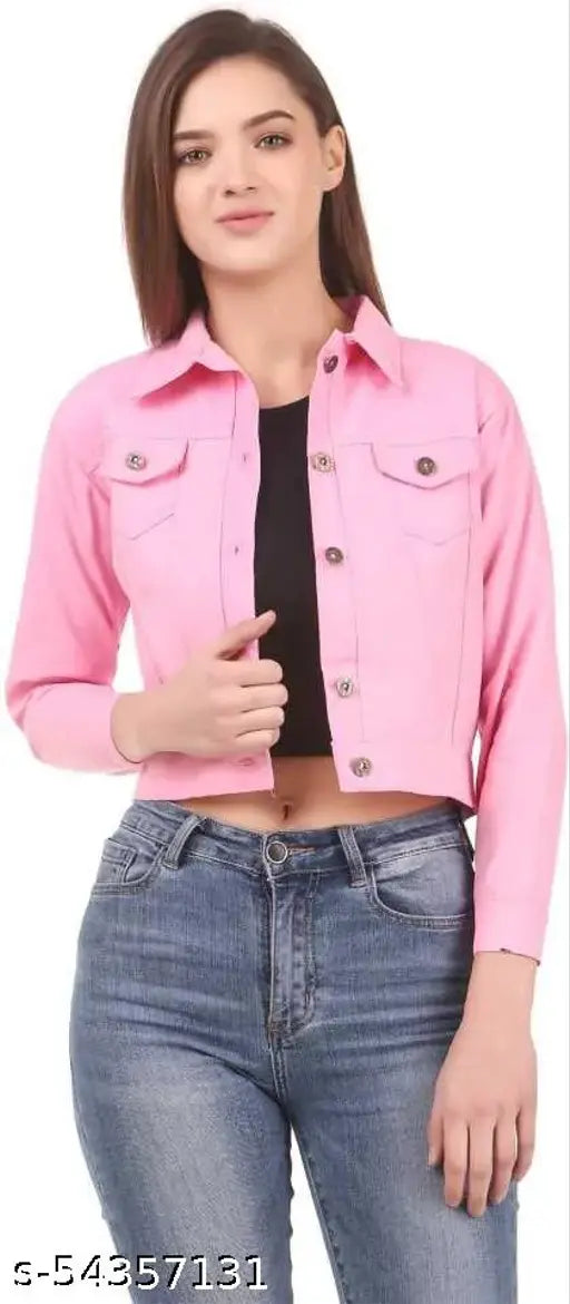Trending pink cropped jacket, XS-XL, India-made, stylish side pocket