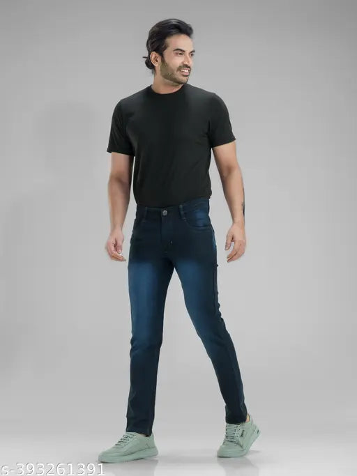 Slim dark blue denim jeans for men by FANG JEANS, size 30-waist-31 length-40