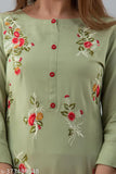 Embroidered rayon three-quarter sleeve Myra superior kurtis, vibrant Indian ethnic wear for women
