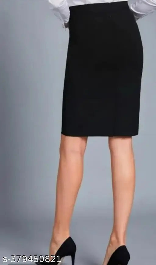Black pencil skirt with slit on side