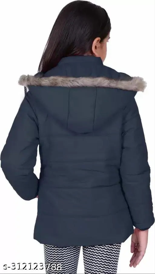 Black zipper jacket, children's padded winter coat
