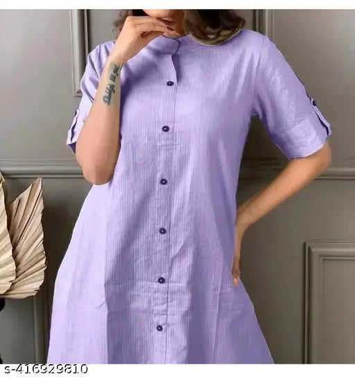 Women's cotton kurti with palazzo set, solid color, three-quarter sleeves, size options available