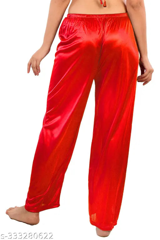 Women's red soft satin sleepwear pyjamas
