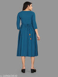 Viscose rayon embroidered kurti for women, three-quarter sleeves, S to XXL. Indian designer ethnic clothing for special occasions