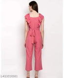 Trendy poly crepe sleeveless jumpsuit for women in solid net, XS (34-32-46), Indian origin