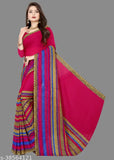 Colorful printed Georgette sari with matching blouse, daily wear, unstitched