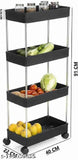 Four-layer rolling vegetable storage rack, black