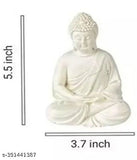 White resin Buddha statue, Meditation Dhyan Lord Figurine Idol (5.5-inch), creates tranquil atmosphere for Fengshui or home decor