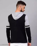 Black cotton hoodie for men, long sleeves with printed design, trendy and breathable, suitable for sizes S, M, L, XL, XXL
