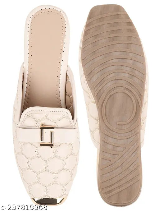 Stylish synthetic leather ethnic flat bellies sandals for women and girls, perfect for casual or evening wear