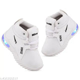 White casual sneakers with blue LED lights, velcro closures, and a sporty design