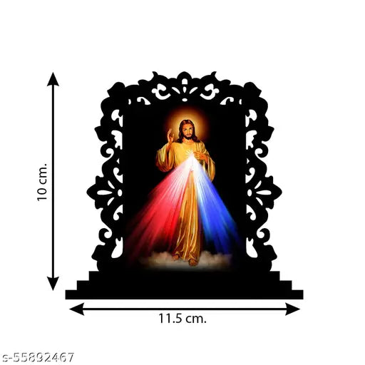 Multicolor acrylic Jesus Christ figurine, premium quality, ideal for car or home decor, size: 10 cm x 11.5 cm x 2.5 cm, India origin