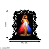 Multicolor acrylic Jesus Christ figurine, premium quality, ideal for car or home decor, size: 10 cm x 11.5 cm x 2.5 cm, India origin