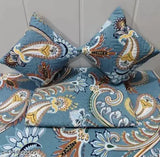 White floral cotton flat sheets set for beautiful room, complete family pack of 1 double queen sheet & 2 pillow covers