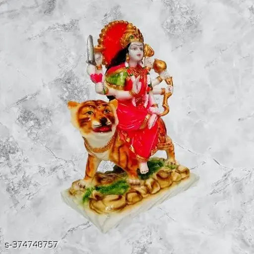 Marble God Idol - Sherawali MATA Murti/Goddess Durga Maa for Mandir Pooja, intricately handcrafted in India
