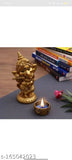 Golden polyresin Ganesh idol with bansuri, 6" tall, perfect for home decor or gift