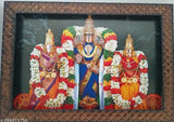Synthetic resin Hindu photo frame, 9x12 inches featuring Tirupati Balaji Kalyanam, Lord Sri Venkateswara Swamy, Sridevi Bhudevi, Malayappa Swamy - Indian religious art