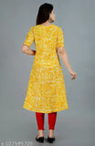 Yellow cotton kurta, long sleeves, straight cut