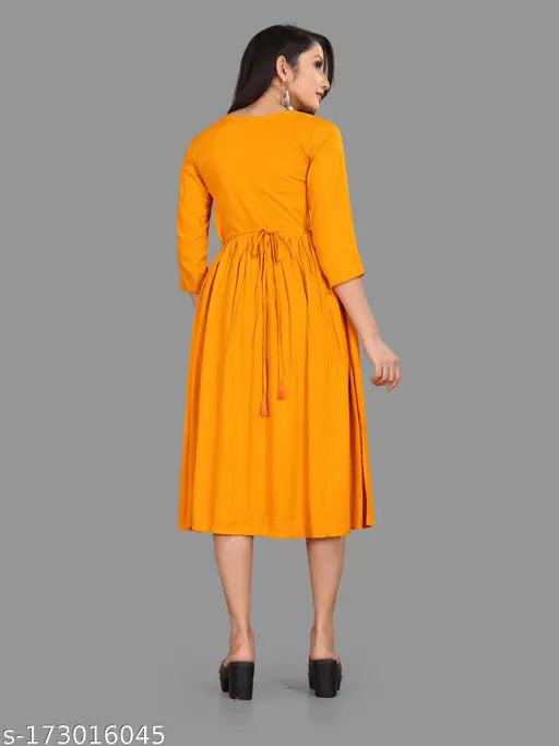 Rayon kurti combo: Solid rayon three-quarter sleeve Indian designer kurtis, S-XXL for festive events