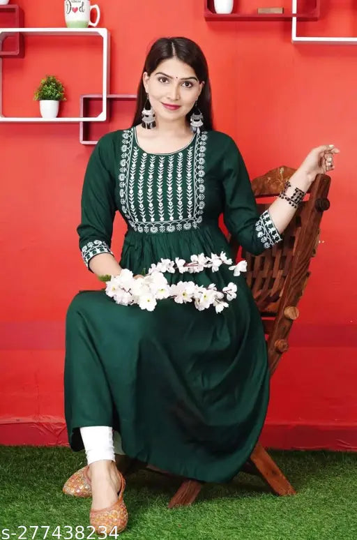 Rayon embroidered anakali kurti