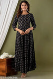 Rayon anarkali kurta for women, lightweight, floral print