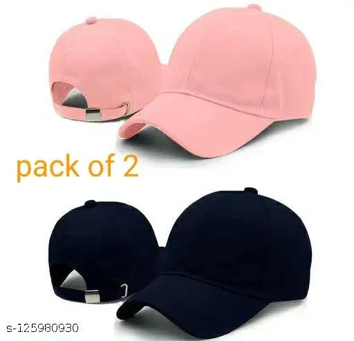 Trending sports baseball cotton caps set, unisex solid design, two pieces from India