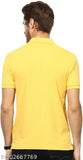 Yellow cotton blend polo neck t-shirt for men, durable stitch and quality finish, suitable for all seasons