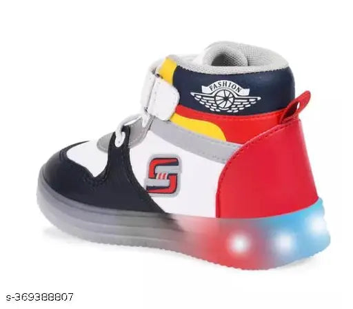 Black and white modern casual shoes for boys with Velcro closure