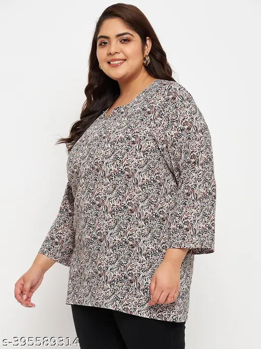 Vinaan Plus Size Women's Rayon Printed VNeck Top - Comfortable, breathable, and vibrant, perfect for casual wear in XL, XXL, 3XL, 4XL sizes