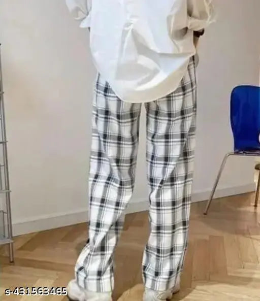 White pajama with white plaid pattern