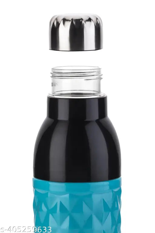 BluePink double-walled, insulated, BPA-free water bottle (pack of 2), with unbreakable design and handle for travel, office, shopping, sports, picnic, etc