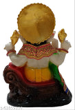 Resin Ganesh idol, 19cm x 25cm x 12cm, Ashirwada Mudra, multipack 1, colorful stones decoration, ideal for puja room or home decor, Ganeshji gift