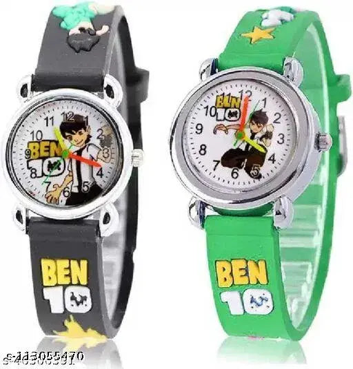 Ben 10 watches with sporty band and black face, lime green straps