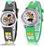Ben 10 watches with sporty band and black face, lime green straps