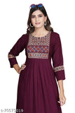 Maroon embroidered kurta for women