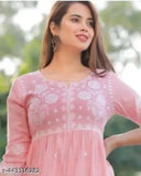 Cotton embroidered anarkali kurti, size S-XXXL for women's fashion