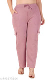 Fashionable pink trousers with drawstring waist, long pants, women's casual wear