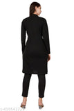 Woolen black long kurta, long sleeve, mid-length, women's