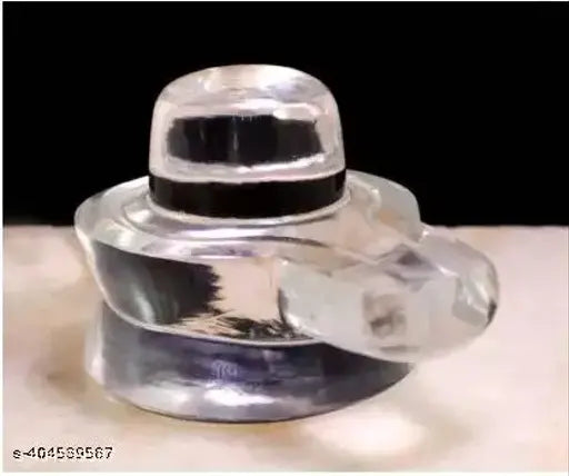 Crystal white Shivling decorative showpiece, 6cm tall, traditional home pooja item from India