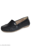 Black synthetic leather loafers for women and girls by NONU-G, comfortable Indian handmade slippers with memory foam insoles