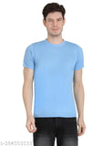 Men's solid polycotton round neck t-shirt for a fun day out, perfect for casual wear